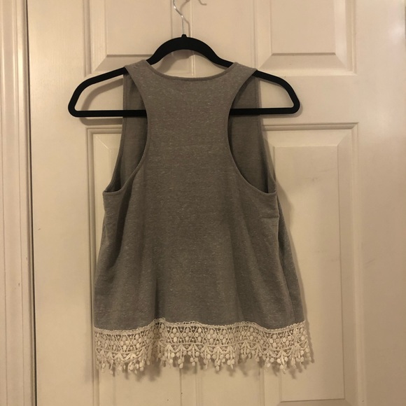 ✨ 3 for $25✨ Gray tank top with crochet detailing - Picture 3 of 3